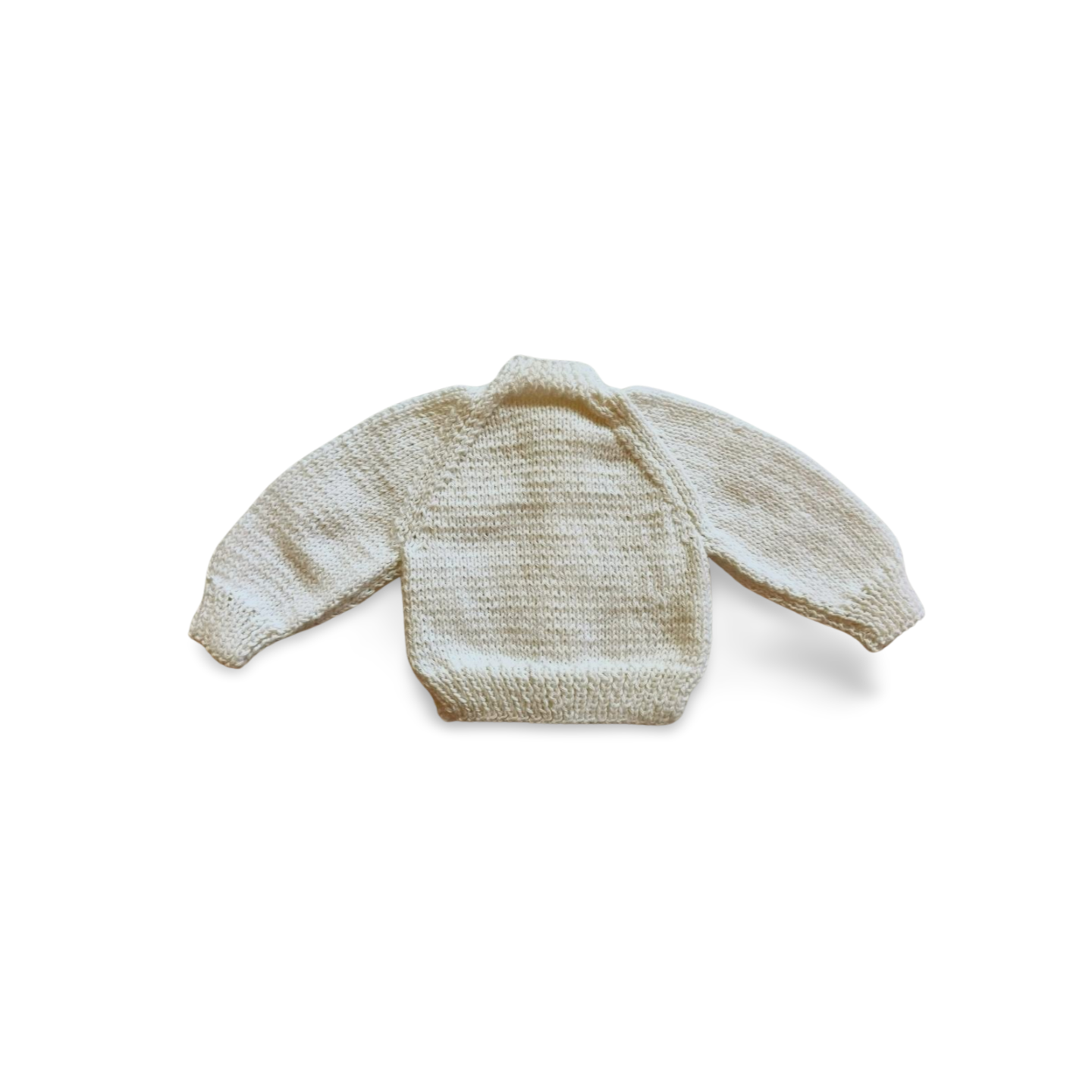 Handknitted Cardigan - 0-3 months (Size: 000) White (Kitten button)