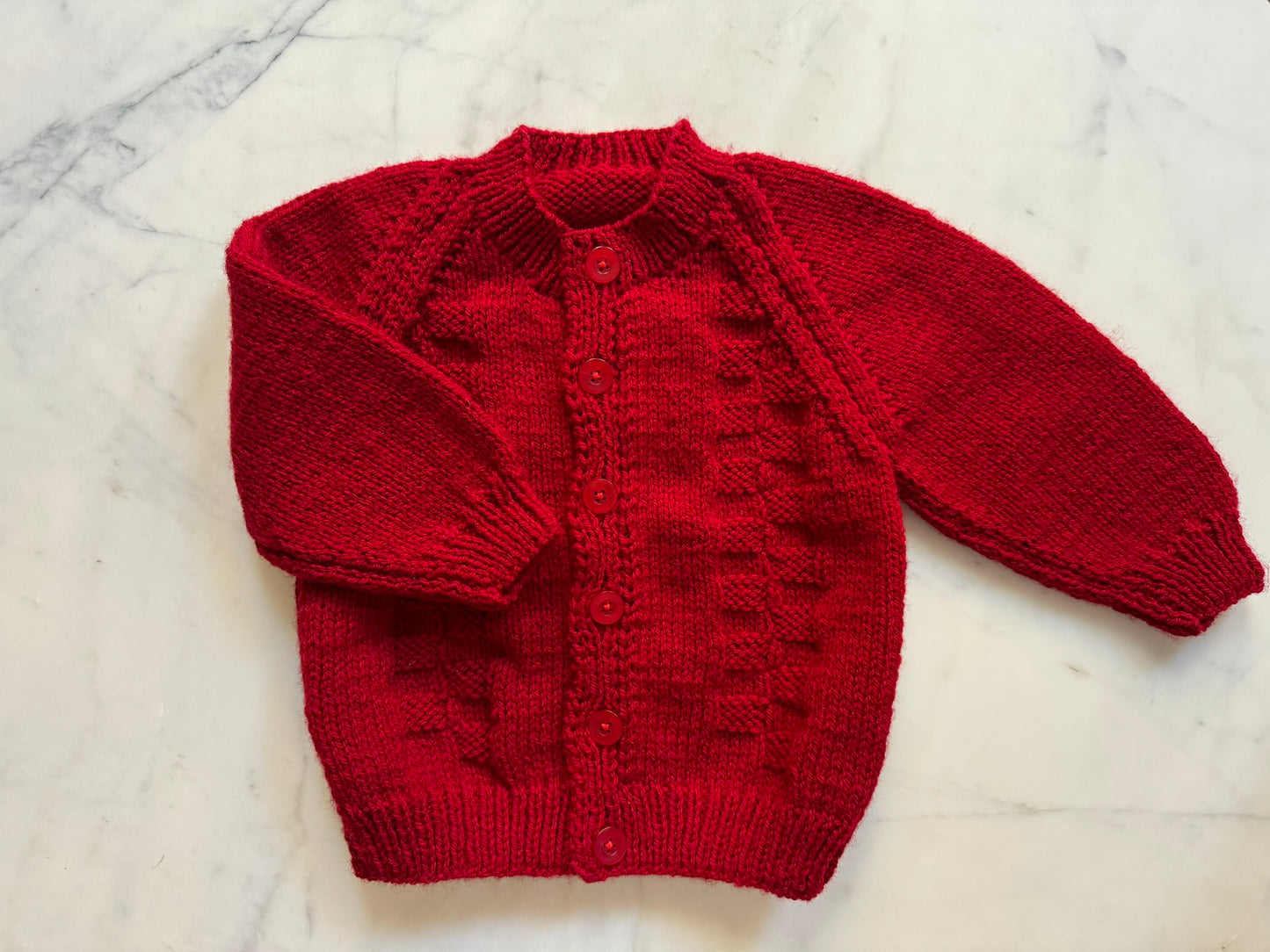 Handknitted Cardigan - 12-18 months (Size: 1) Crimson Red