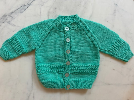 Handknitted Cardigan - 12-18 months (Size: 1) Green