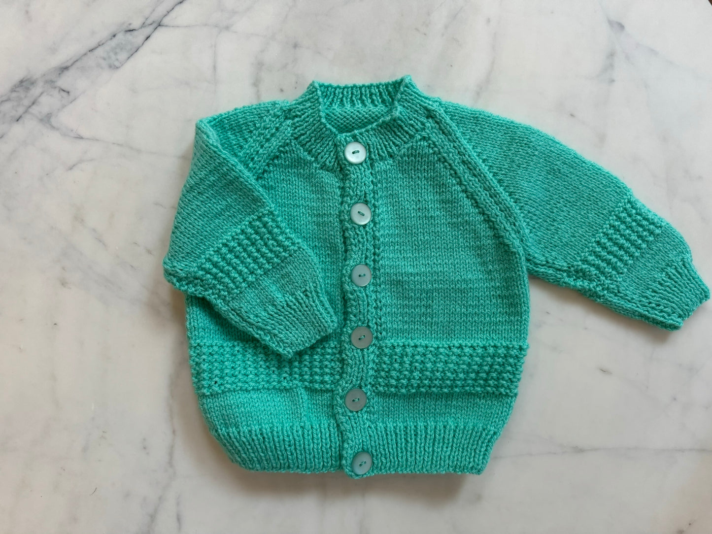 Handknitted Cardigan - 12-18 months (Size: 1) Green