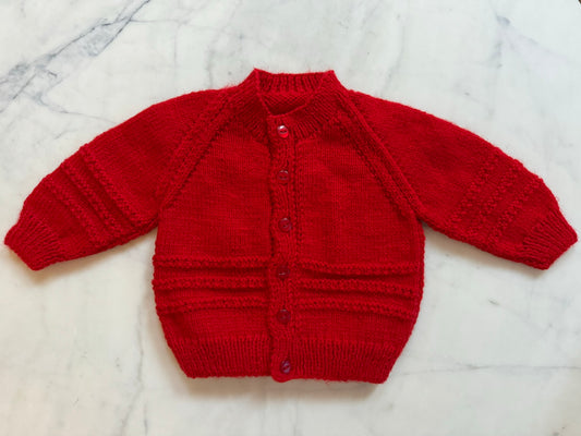 Handknitted Cardigan - 12-18 months (Size: 1) Red