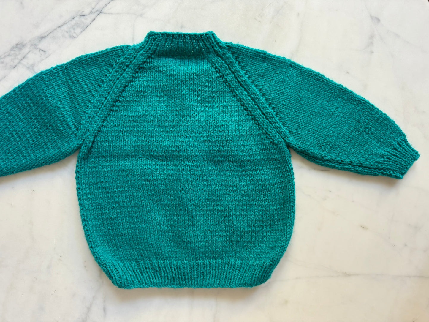 Handknitted Cardigan - 18-24 months (Size: 2) Teal Green