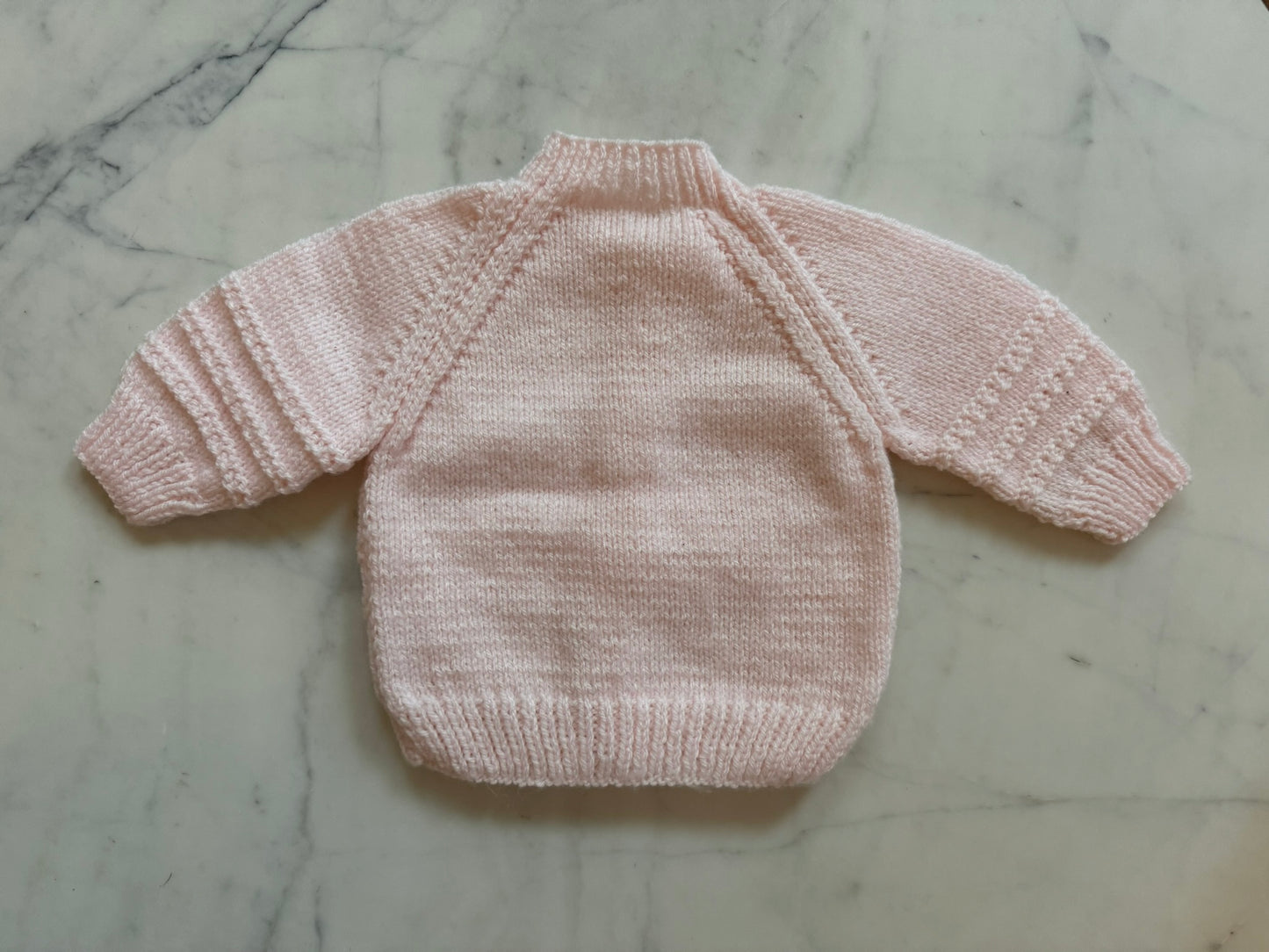 Handknitted Cardigan - 3-6 months (Size: 00) Pastel Pink