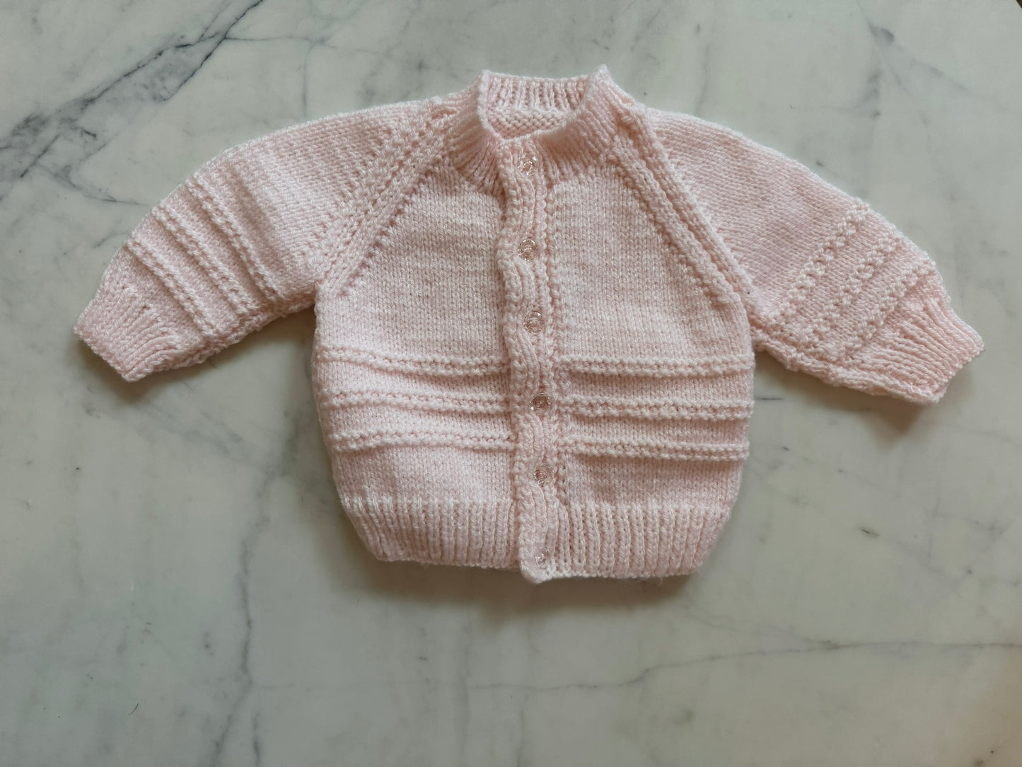 Handknitted Cardigan - 3-6 months (Size: 00) Pastel Pink