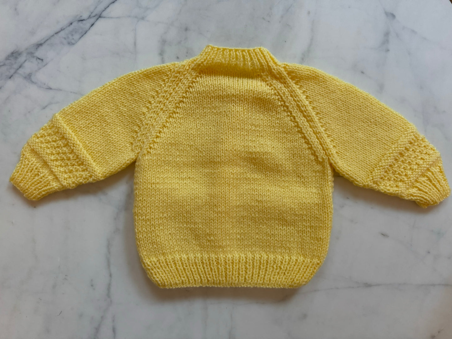 Handknitted Cardigan - 6-12 months (Size: 0) Yellow Lemon