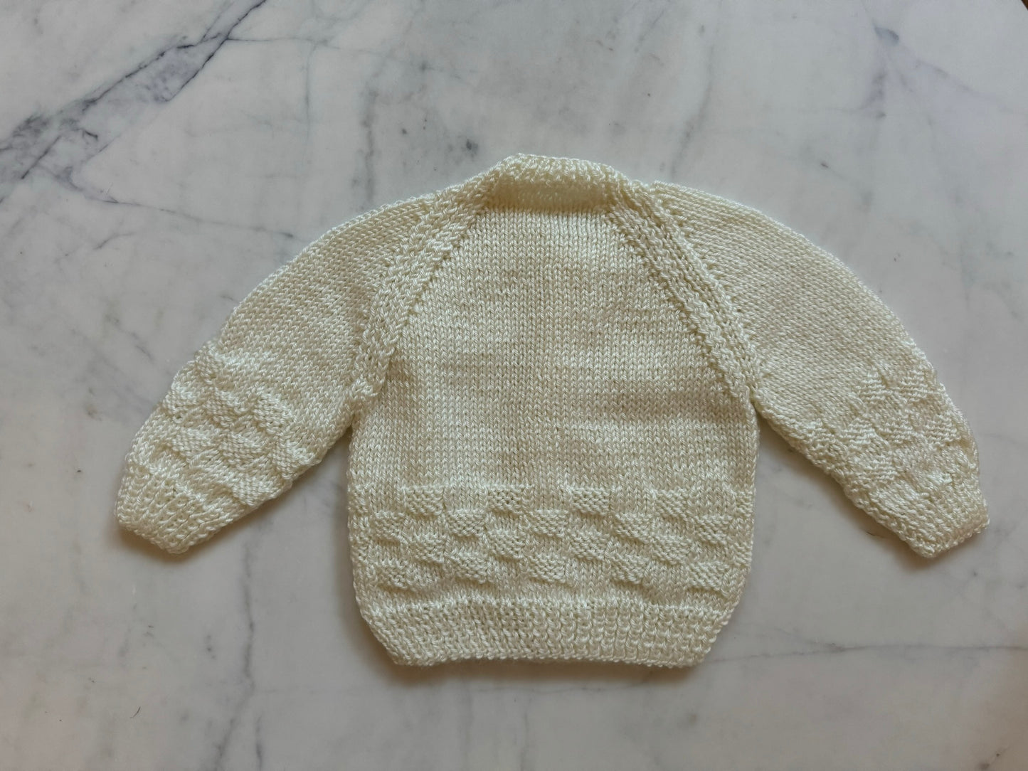 Handknitted Cardigan - 3-6months (Size: 00) White