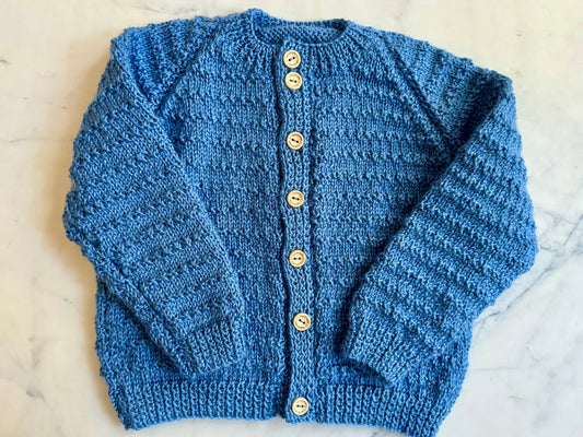 Handknitted Cardigan - 3 years Blue