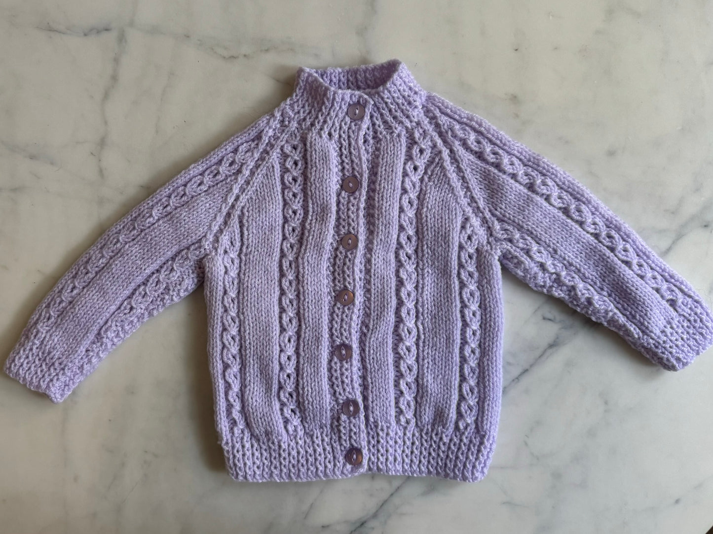 Handknitted Cardigan - 3-6 months (Size:00) Pastel Purple