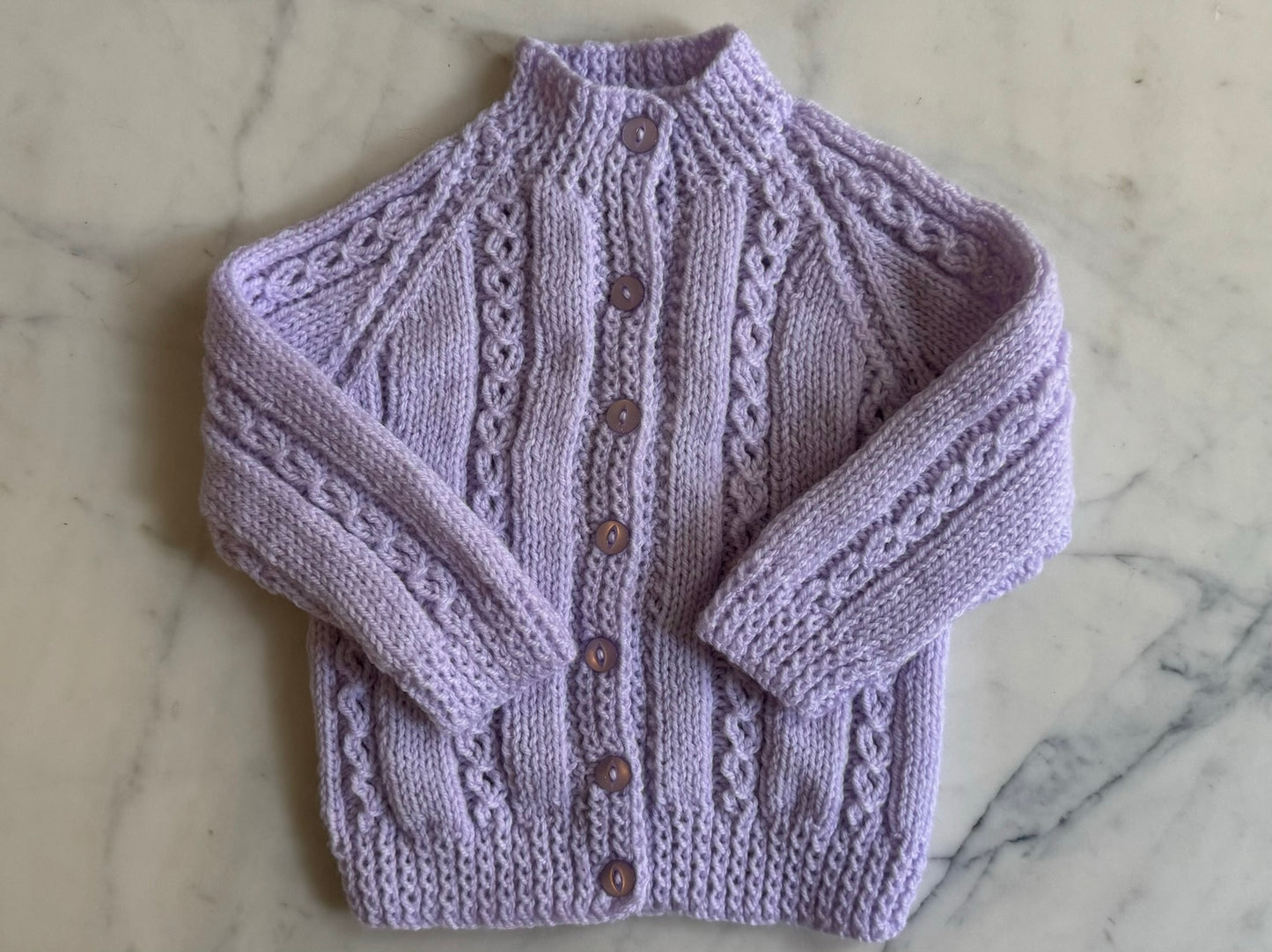 Handknitted Cardigan - 3-6 months (Size:00) Pastel Purple