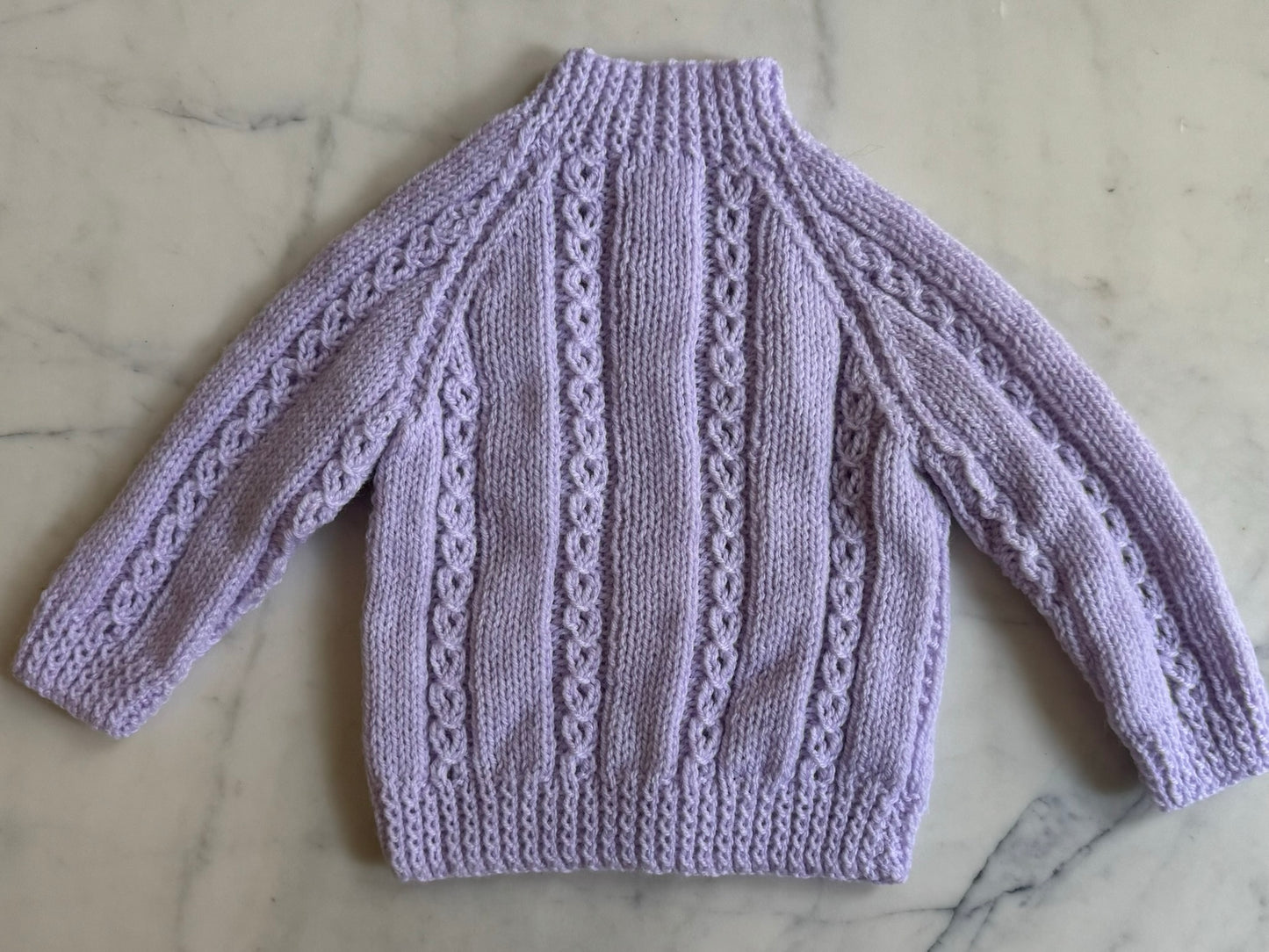 Handknitted Cardigan - 3-6 months (Size:00) Pastel Purple