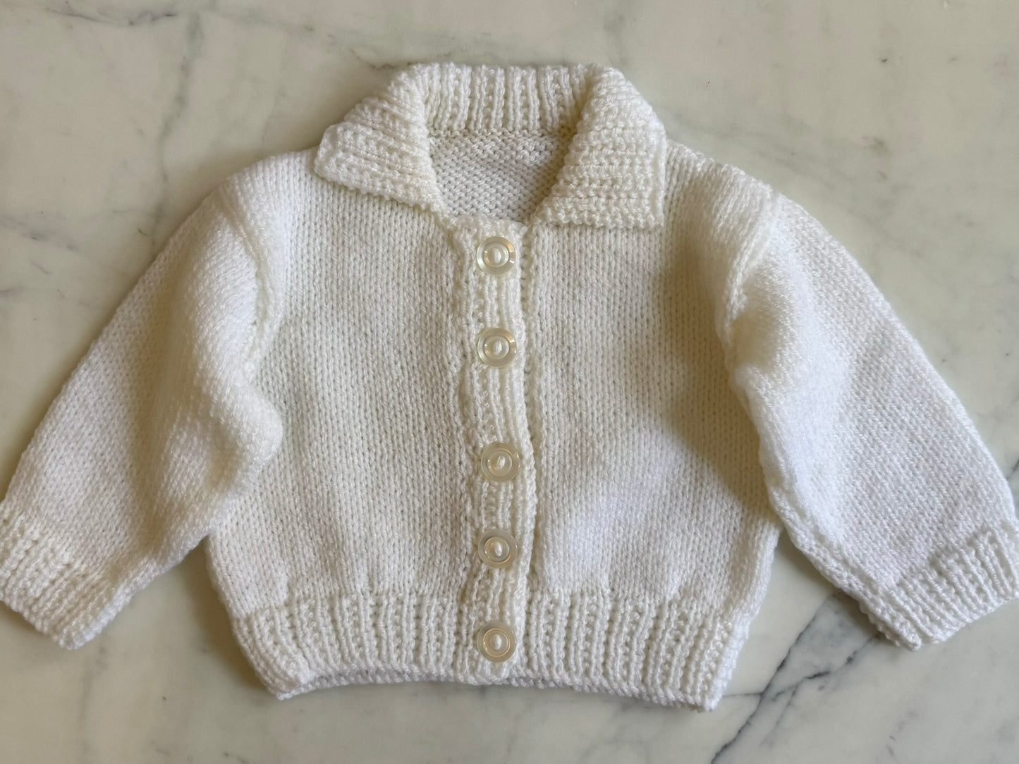 Handknitted Cardigan - 3-6 months (Size:00) White