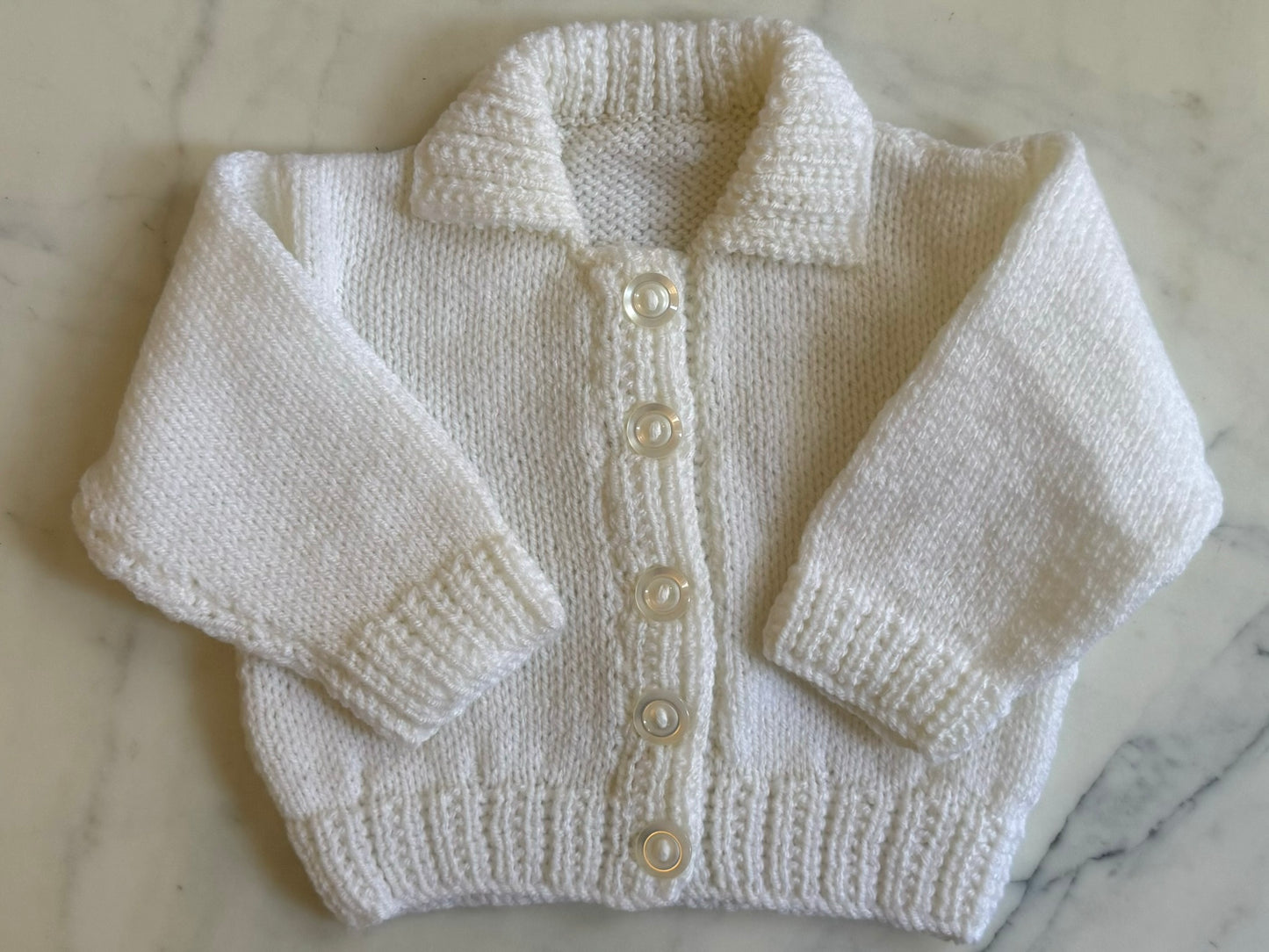 Handknitted Cardigan - 3-6 months (Size:00) White