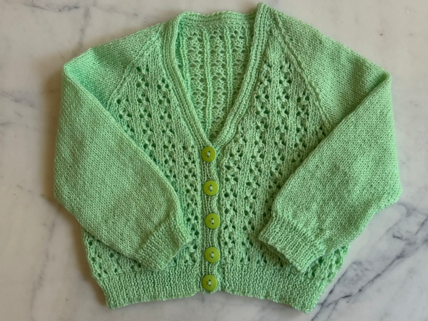 Handknitted Cardigan - 6-12 months (Size: 0) Pastel Green