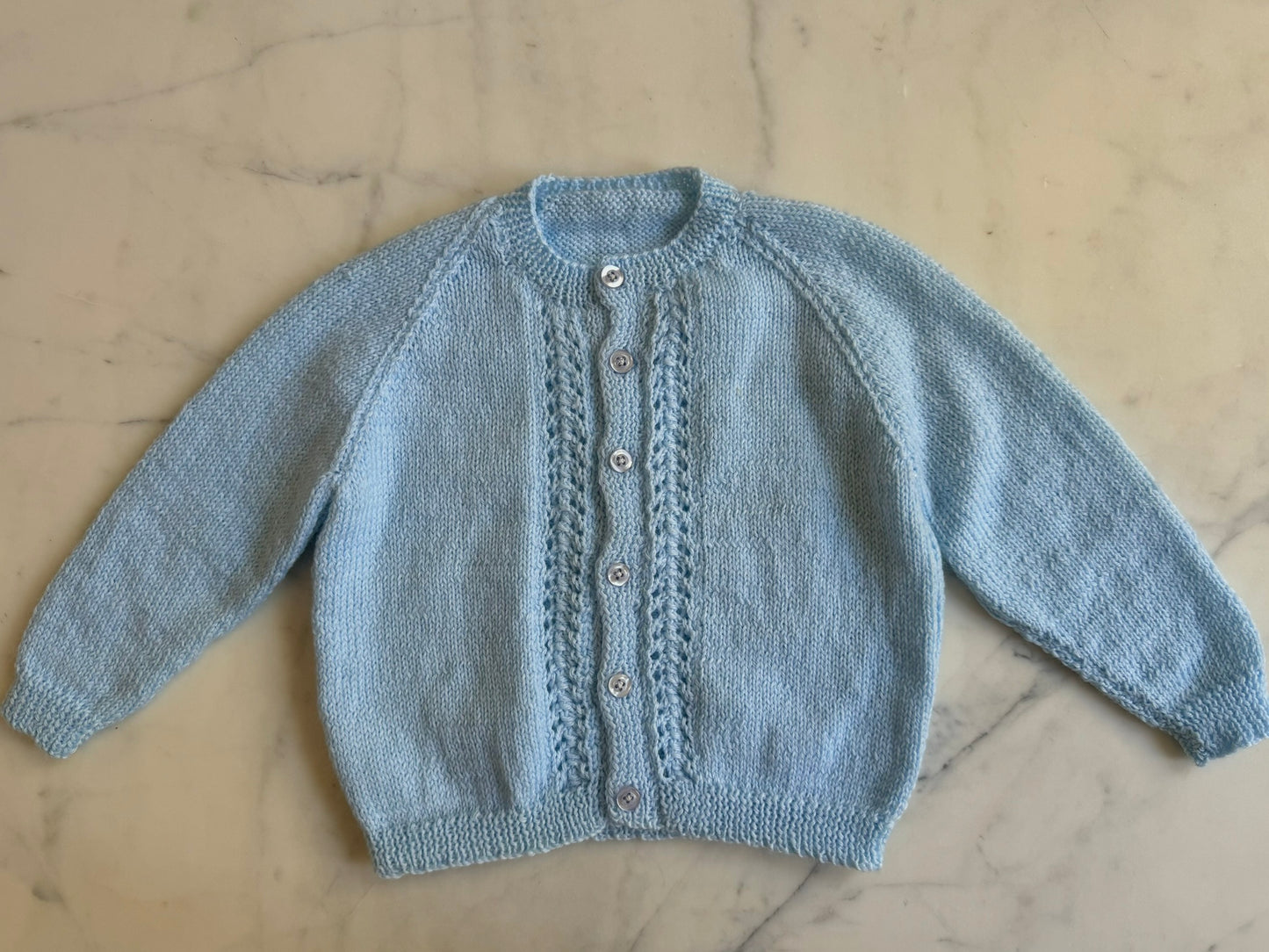 Handknitted Cardigan - 12-18 months (Size: 1) Pastel Blue