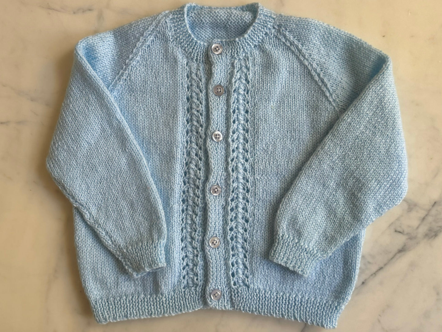 Handknitted Cardigan - 12-18 months (Size: 1) Pastel Blue