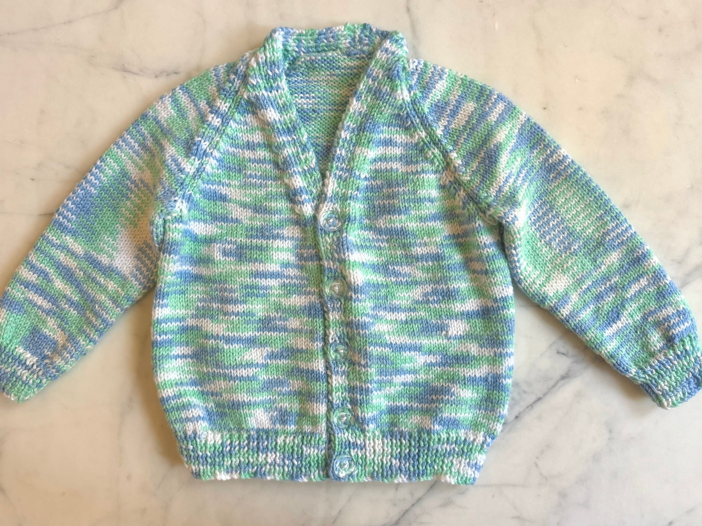 Handknitted Cardigan - 2 years Green Blue Multi