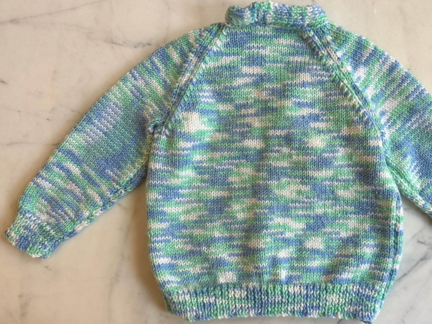 Handknitted Cardigan - 2 years Green Blue Multi