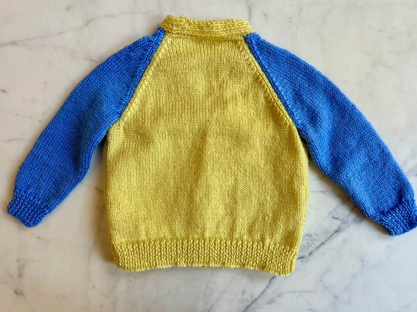 Handknitted Cardigan - 2 years Yellow and Blue