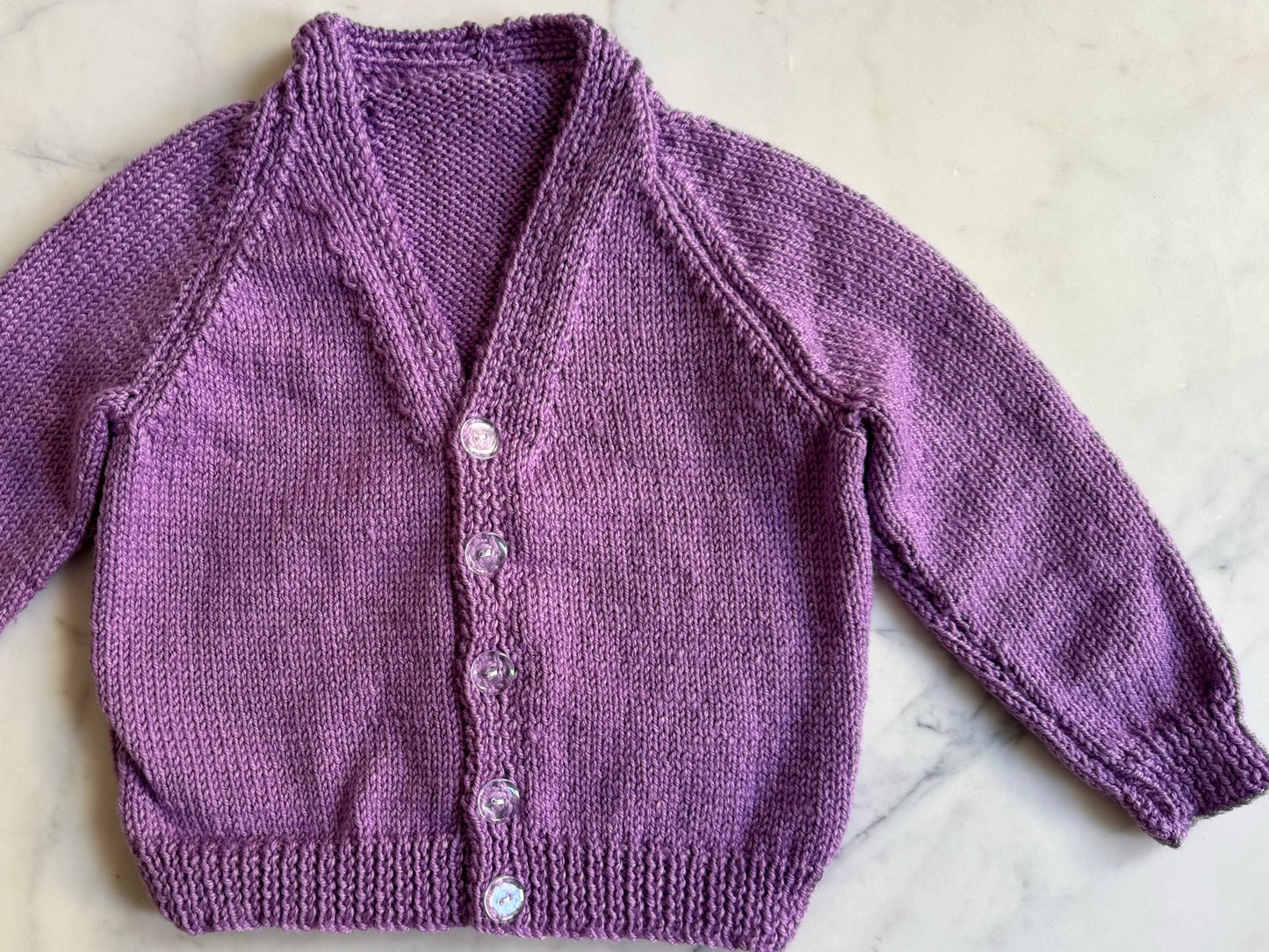 Handknitted Cardigan - 2 years Purple