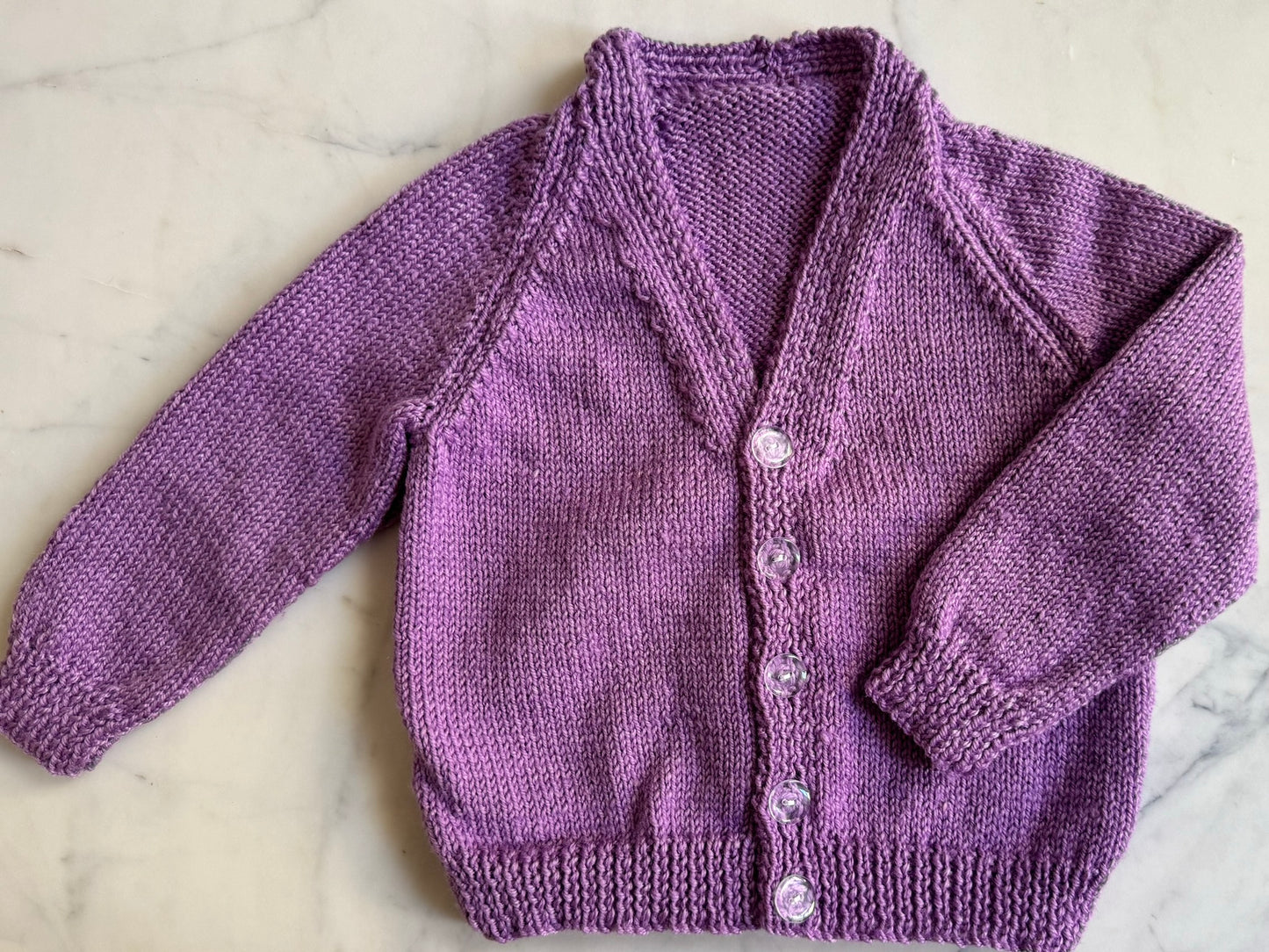 Handknitted Cardigan - 2 years Purple