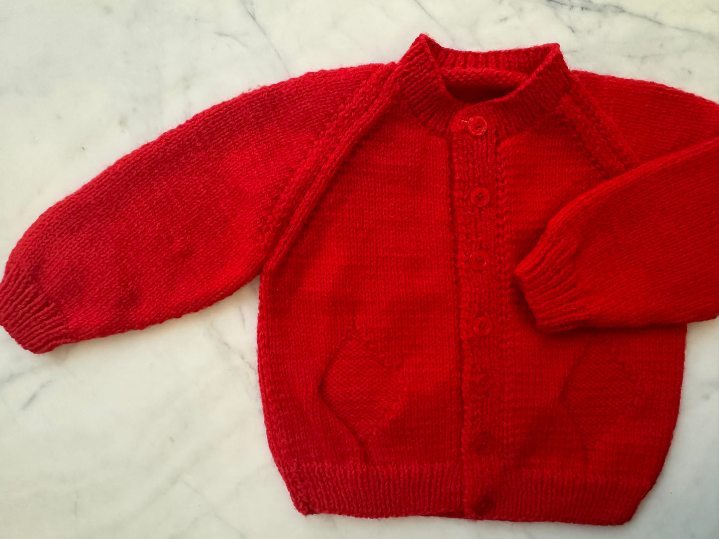 Handknitted Cardigan - 18-24 months (Size: 2) Red