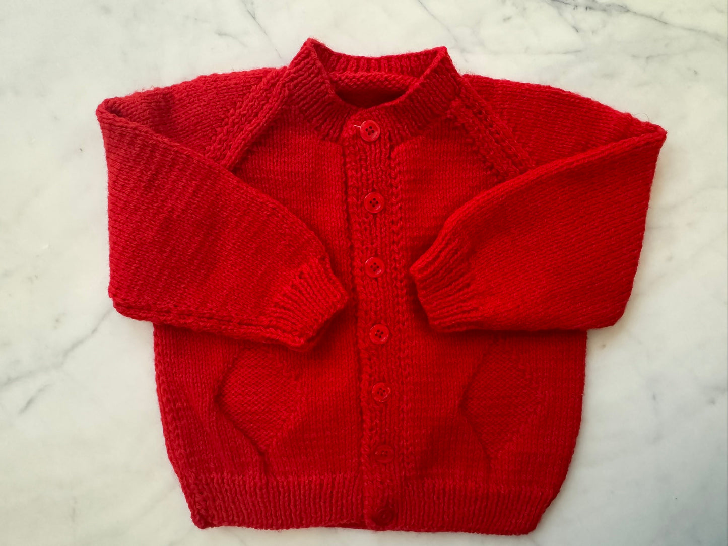 Handknitted Cardigan - 18-24 months (Size: 2) Red