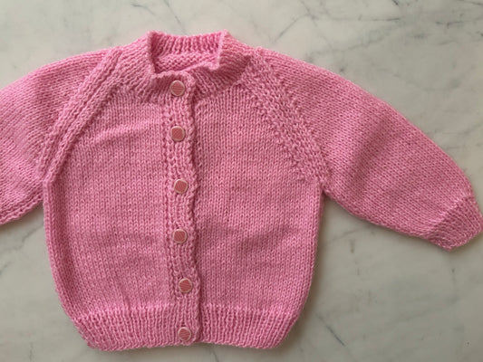 Handknitted Cardigan - 6-12 months (Size: 0) Pink