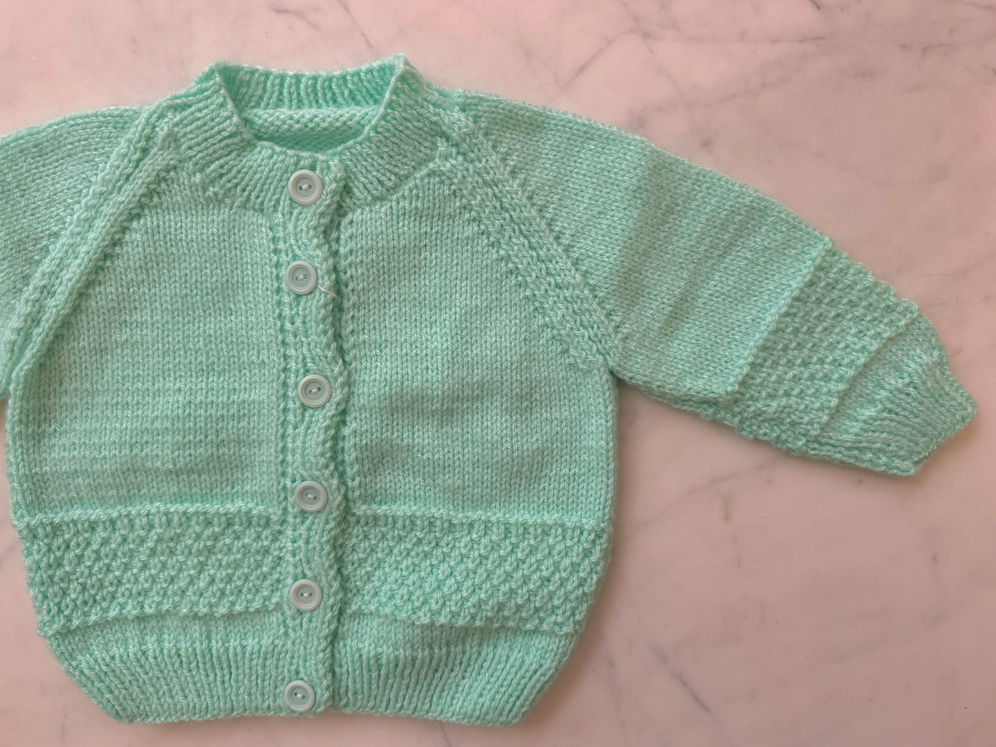 Handknitted Cardigan - 6-12 months (Size: 0) Mint Green