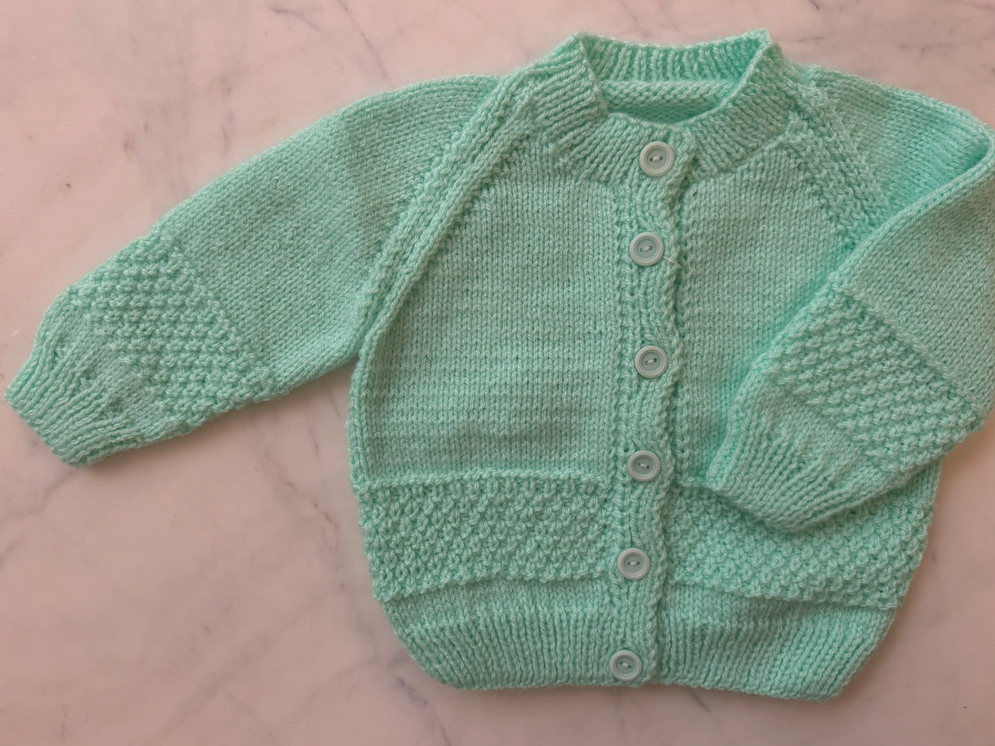 Handknitted Cardigan - 6-12 months (Size: 0) Mint Green