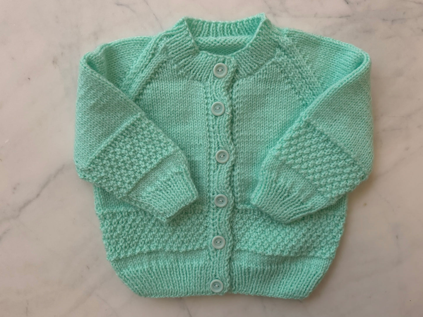 Handknitted Cardigan - 6-12 months (Size: 0) Mint Green