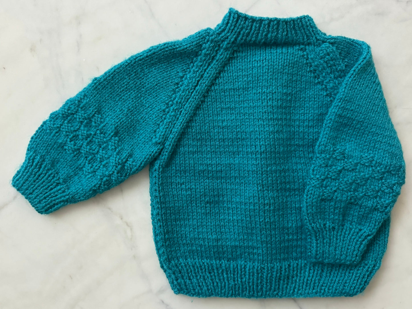 Handknitted Cardigan - 3-6 months (Size: 00) Teal Blue