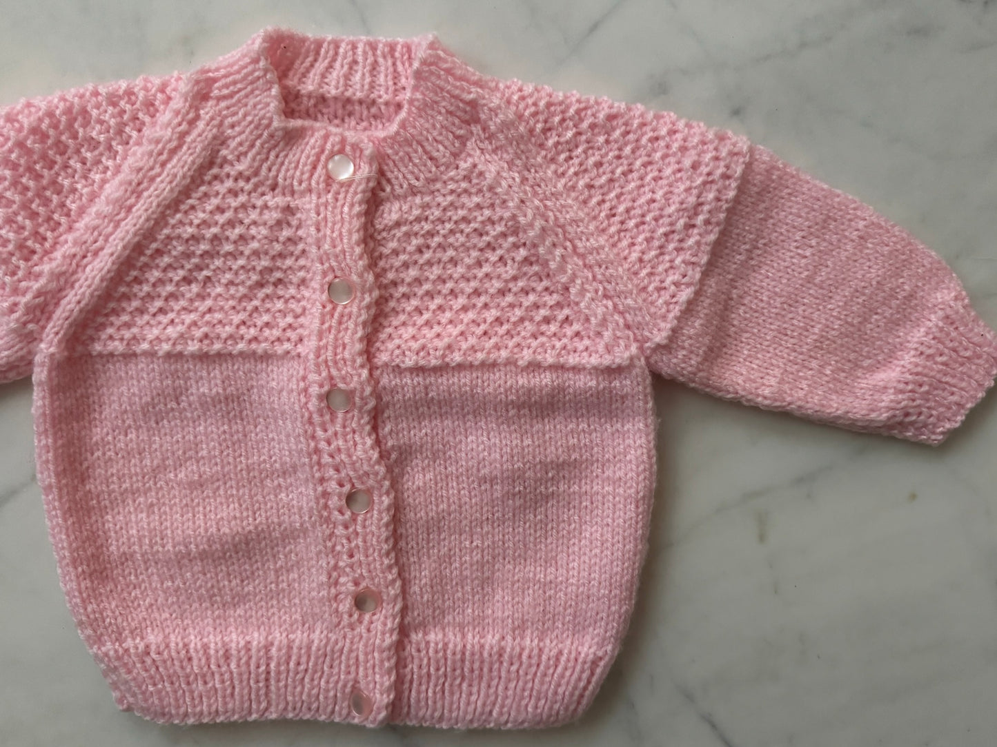 Handknitted Cardigan - 3-6 months (Size: 00) Pink