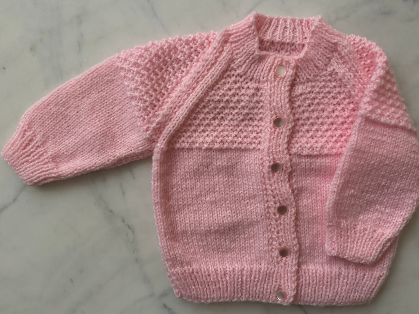 Handknitted Cardigan - 3-6 months (Size: 00) Pink